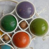 Vintage Jura multicoloured wooden petanque
