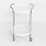 Vintage side table on casters. Chrome-plated iron and plastic. France, 1970s