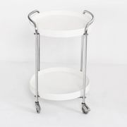 Table d'appoint vintage à roulettes. Fer chromé et plastique. France, 1970s