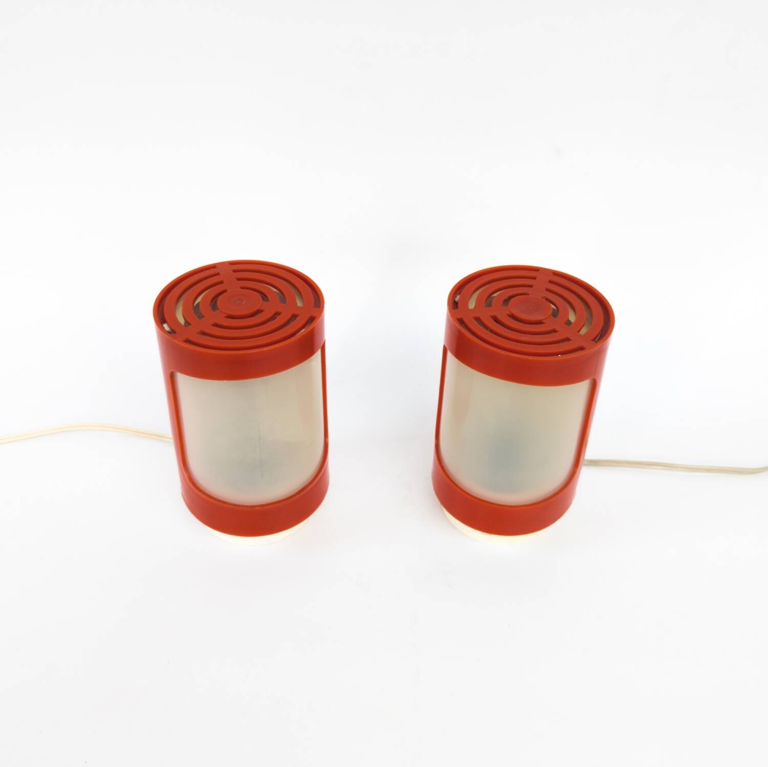 Pair of space age red plastic table lamps by Elektrosvit, 1960s