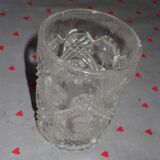 Glass, decanter, flat and old glass bowl with relief