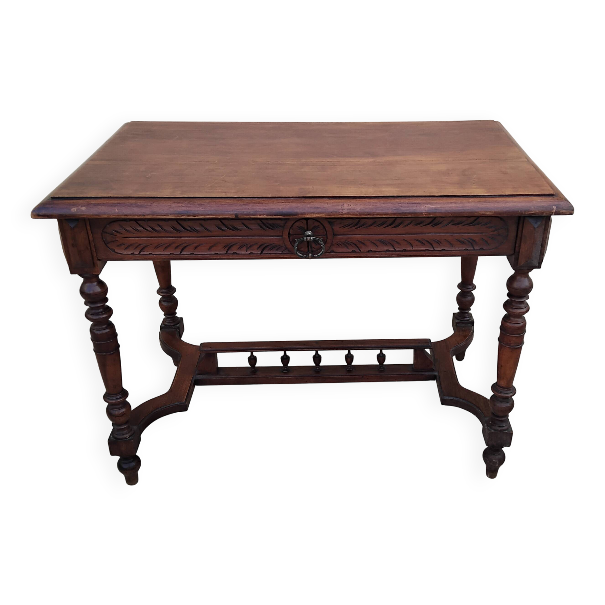Antique desk or small table in solid carved wood