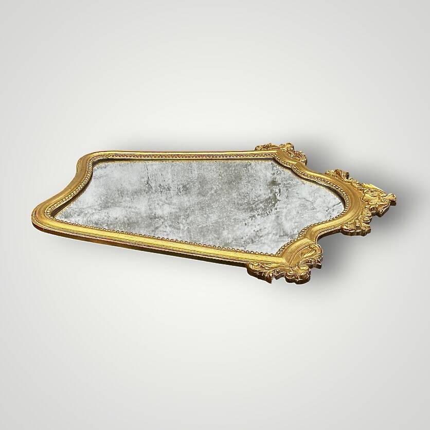 Large antique wall mirror in carved gilded wood – height: 85 cm
