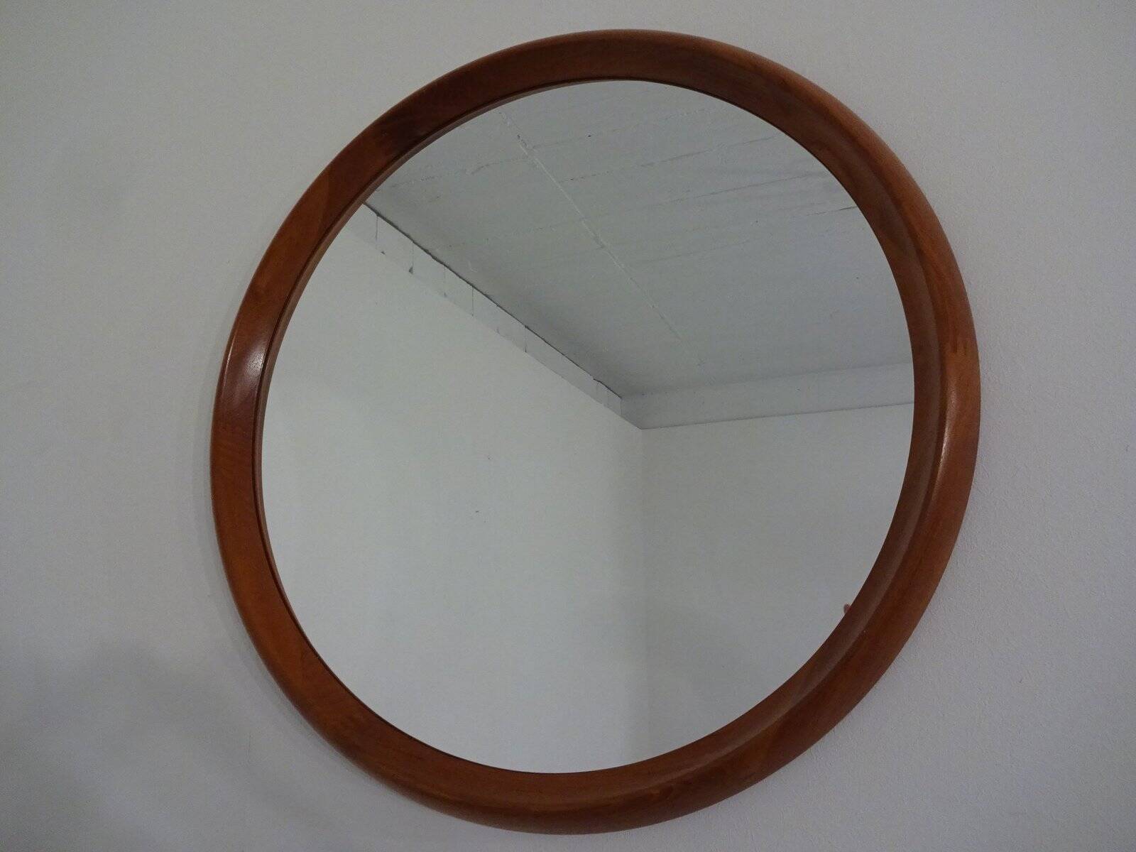 Large teak mirror by Bernhard Pedersen for Viby J. Møbelfabrik, Denmark, 1960s.
