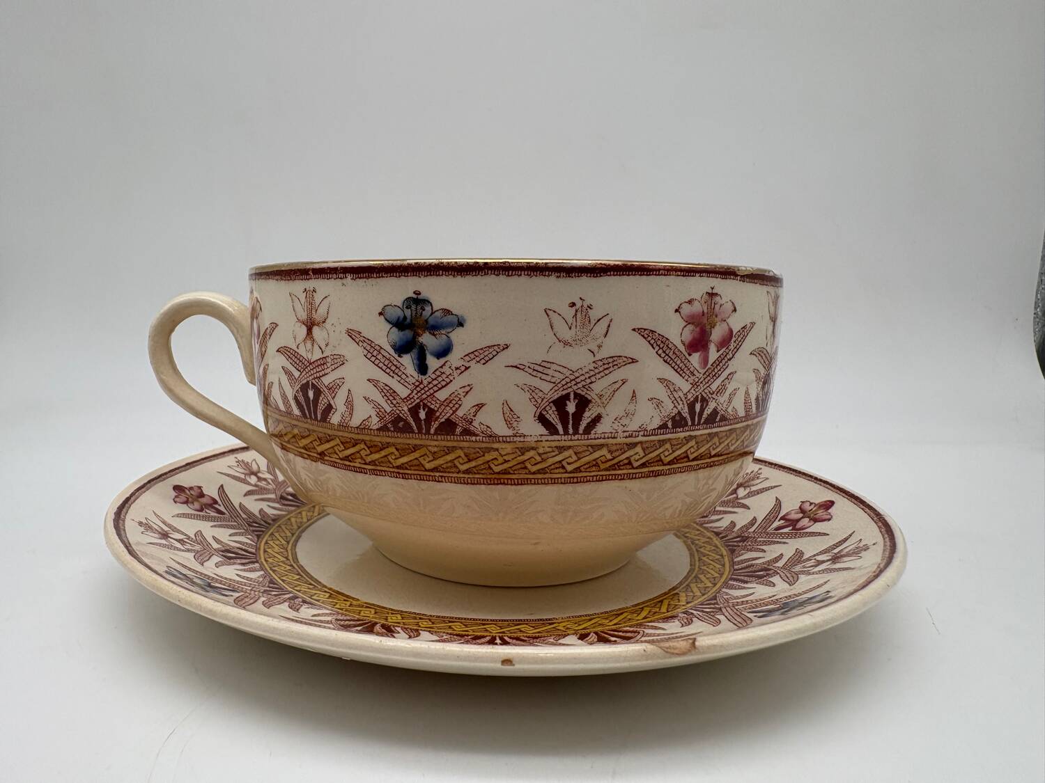 Chocolate cup, Sarreguemines, Derby model, ironstone