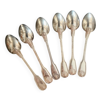Lot de 6 cuillères à soupe en métal argenté Christofle - Vendôme Coquillage