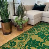 Romanian carpet green and yellow made by hand in wool