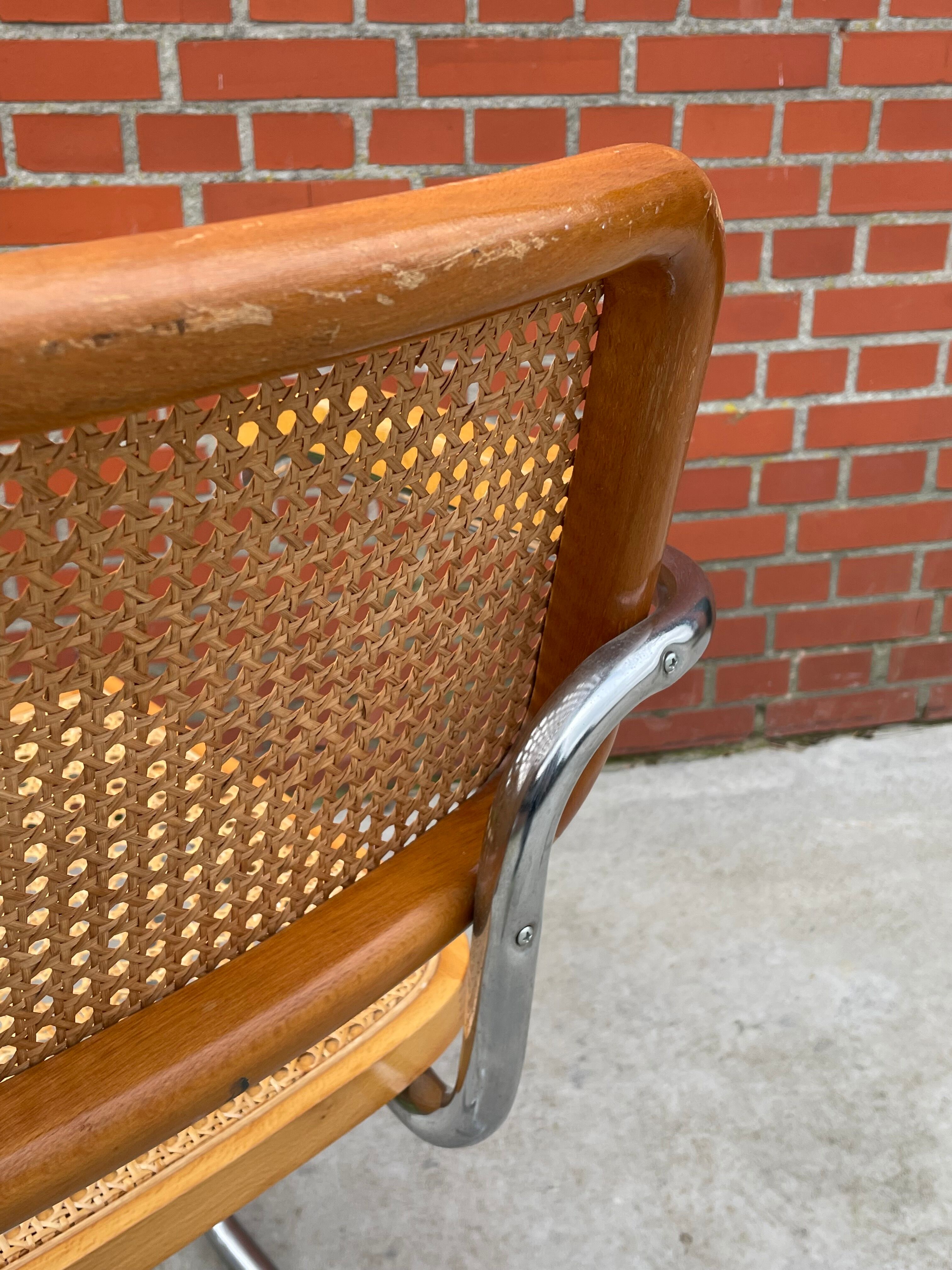 Chair Cesca model with armrests B64 in chrome