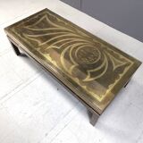 Vintage etched brass coffee table by Willy Daro, 1970s