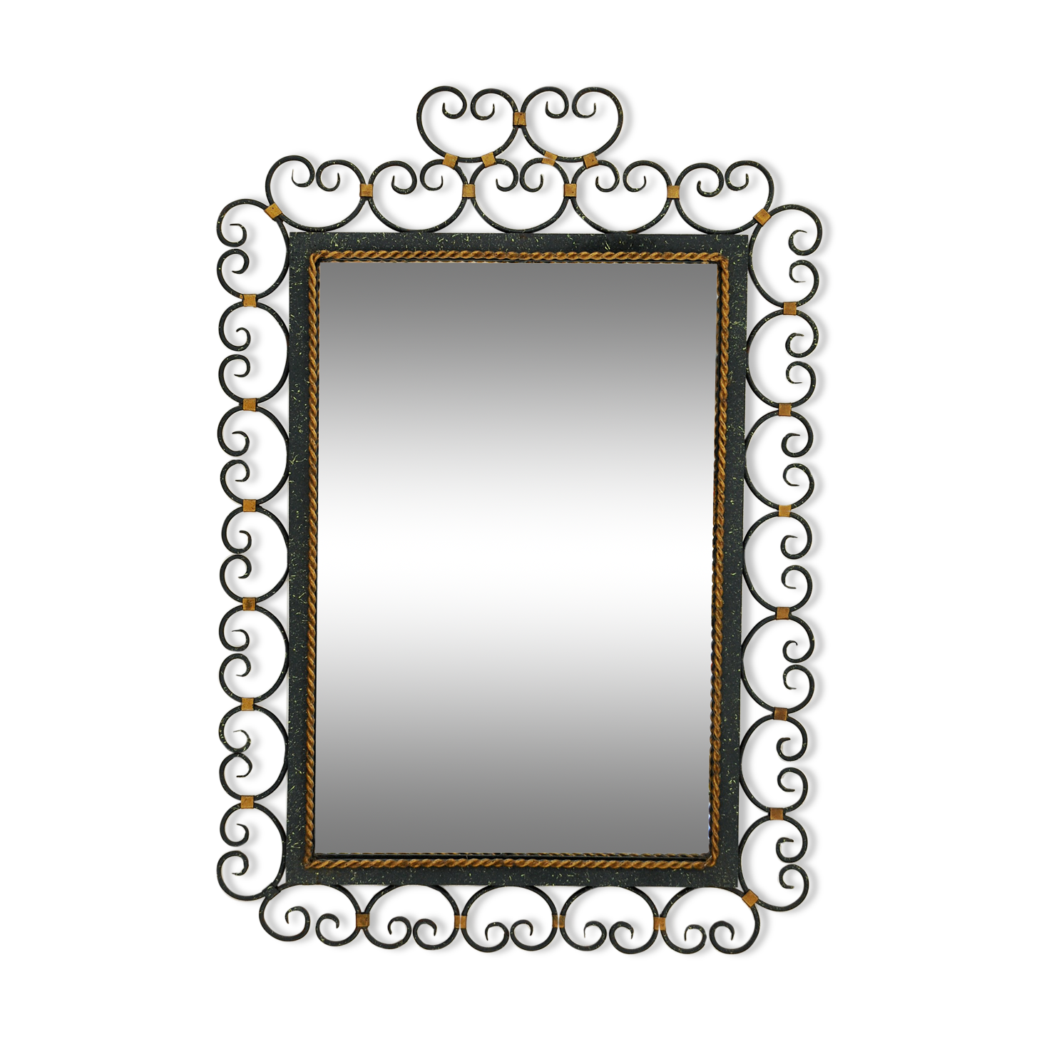 Wrought iron mirror, France circa 1950 46x67cm