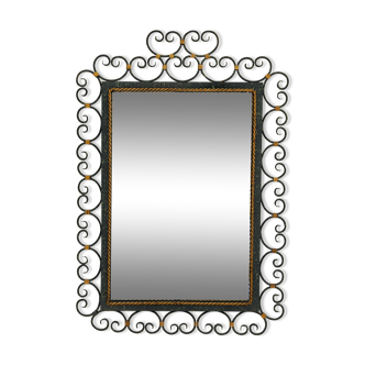 Wrought iron mirror, France circa 1950 46x67cm