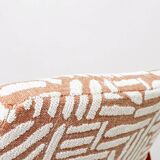 Mid-century modern armchair in coral red jacquard by E. Homa