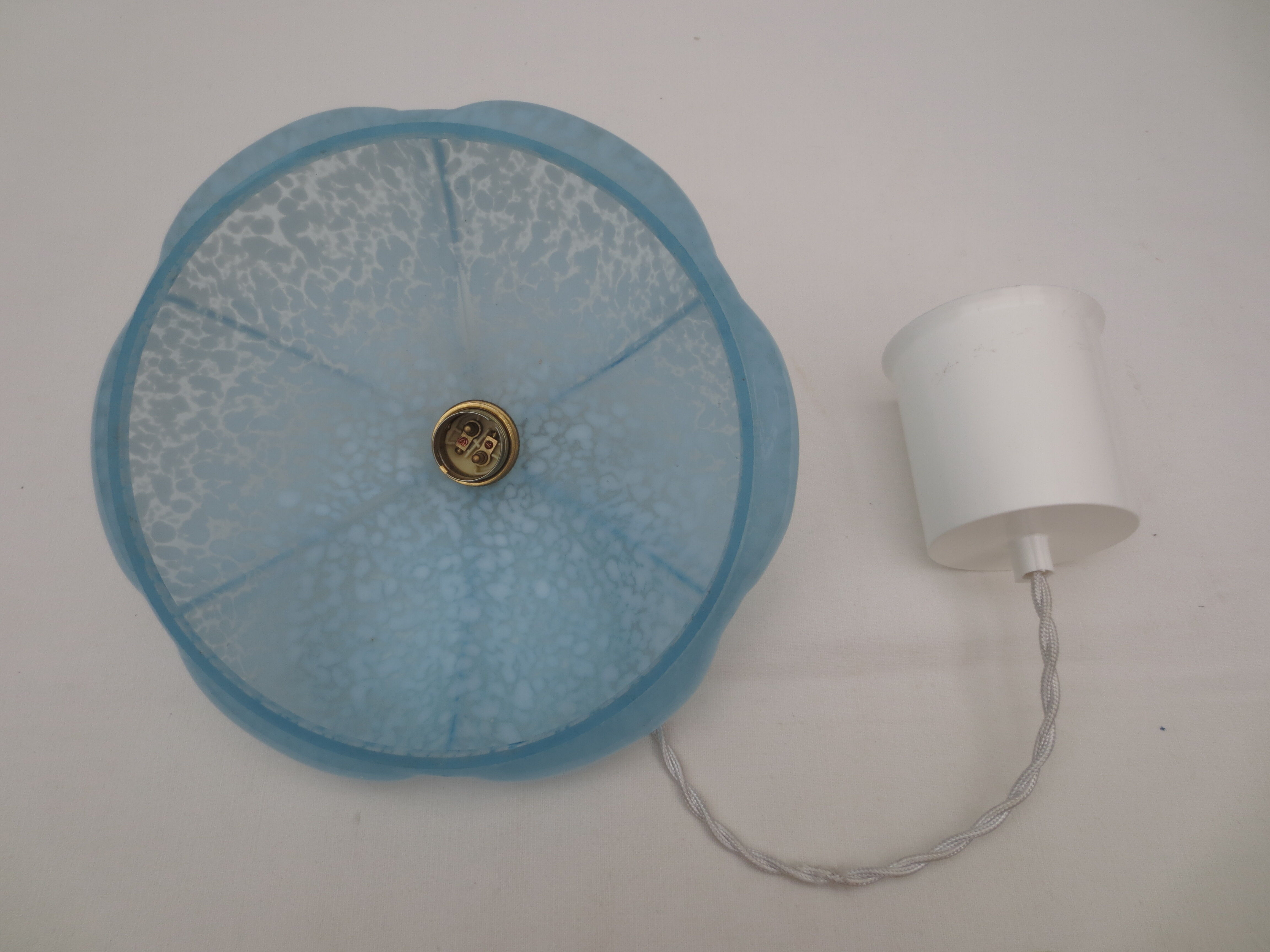 Old opaline suspension, blue clichy