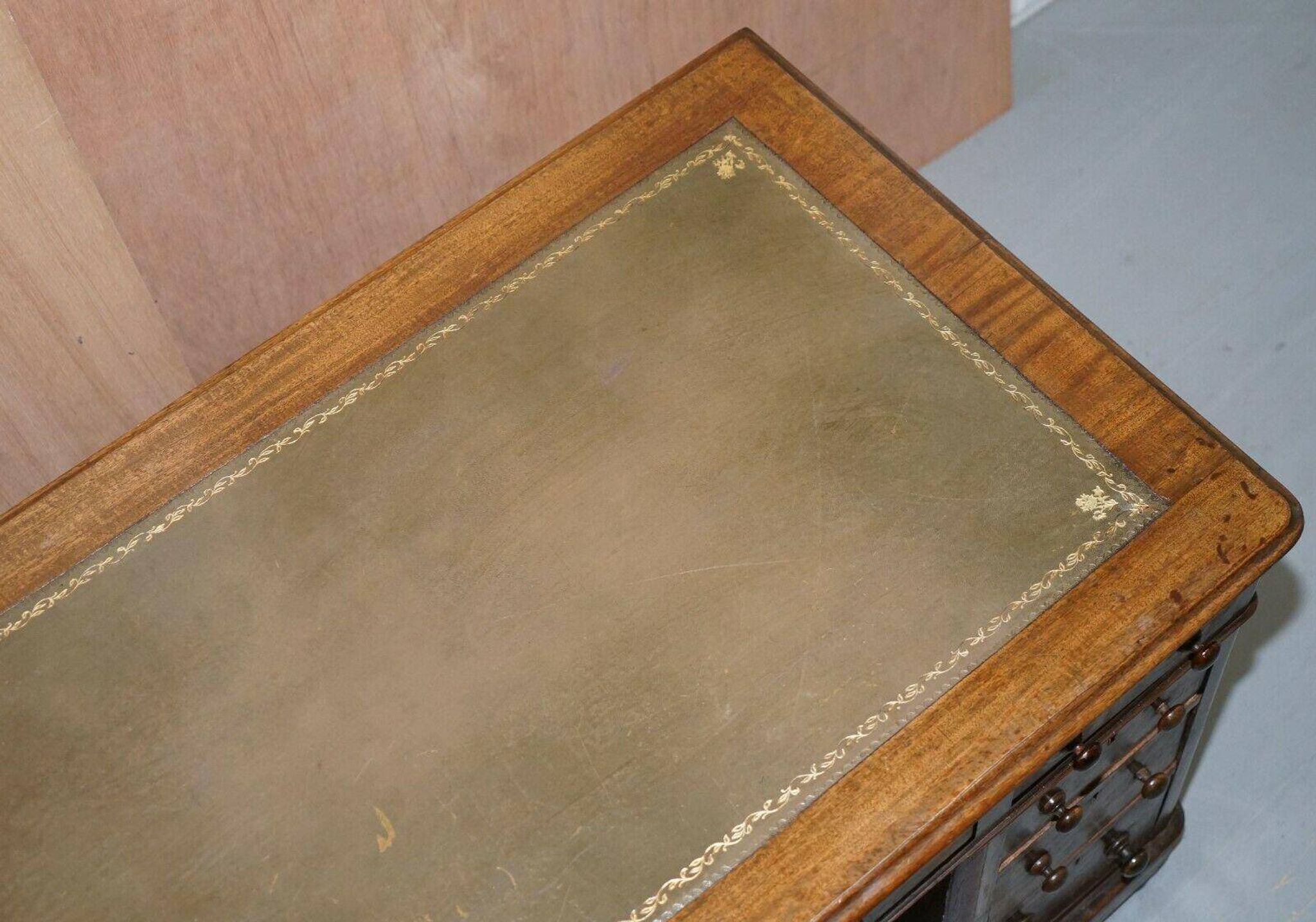 Victorian desk with two columns, hardwood, with VR locks, 1860.