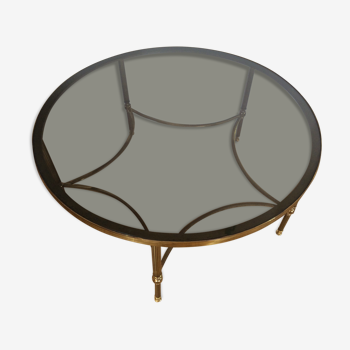 Circular brass and glass coffee table