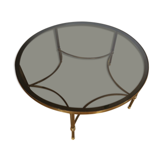 Circular brass and glass coffee table
