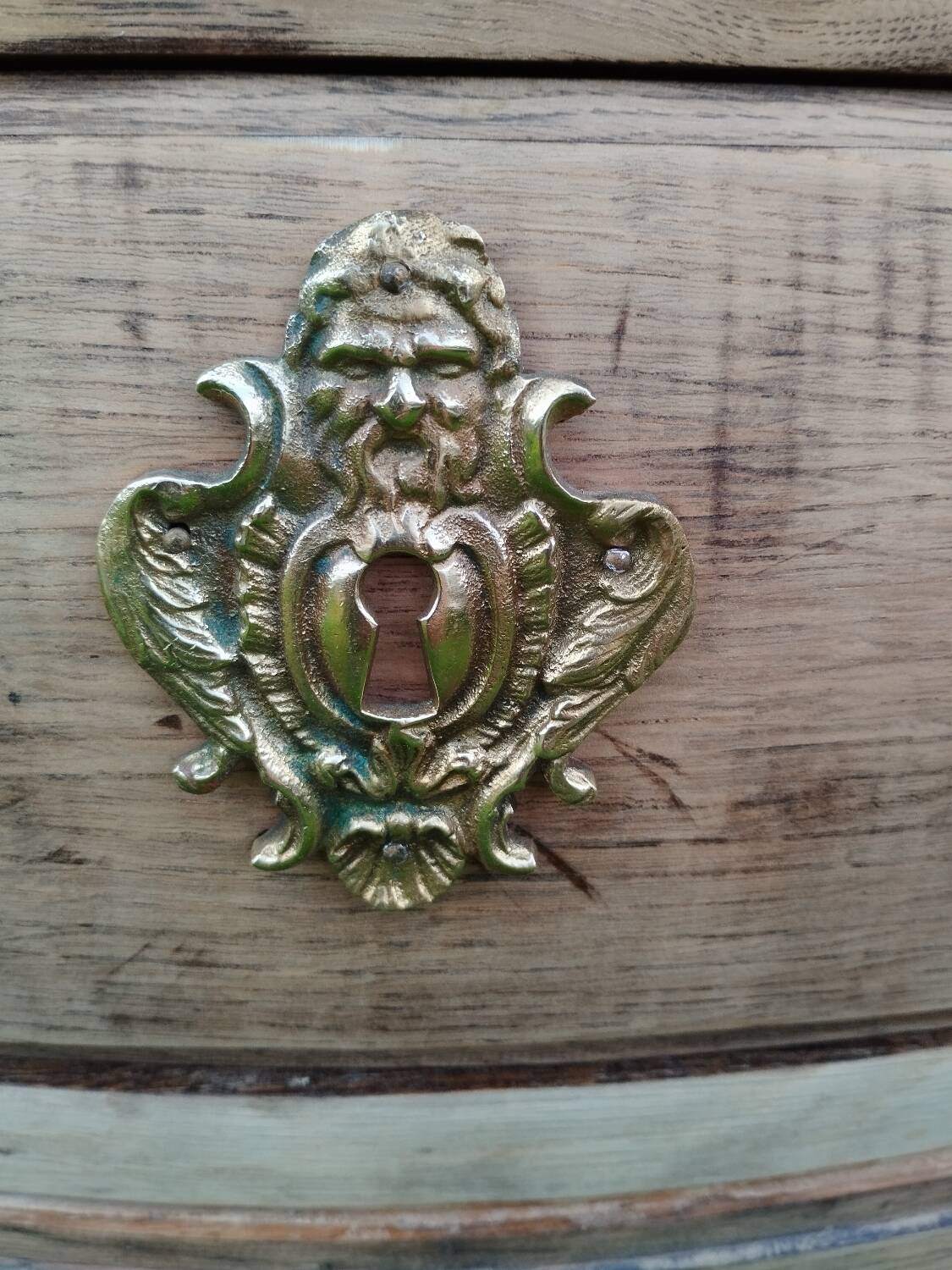 Antique Louis XVI style chest of drawers with wooden top