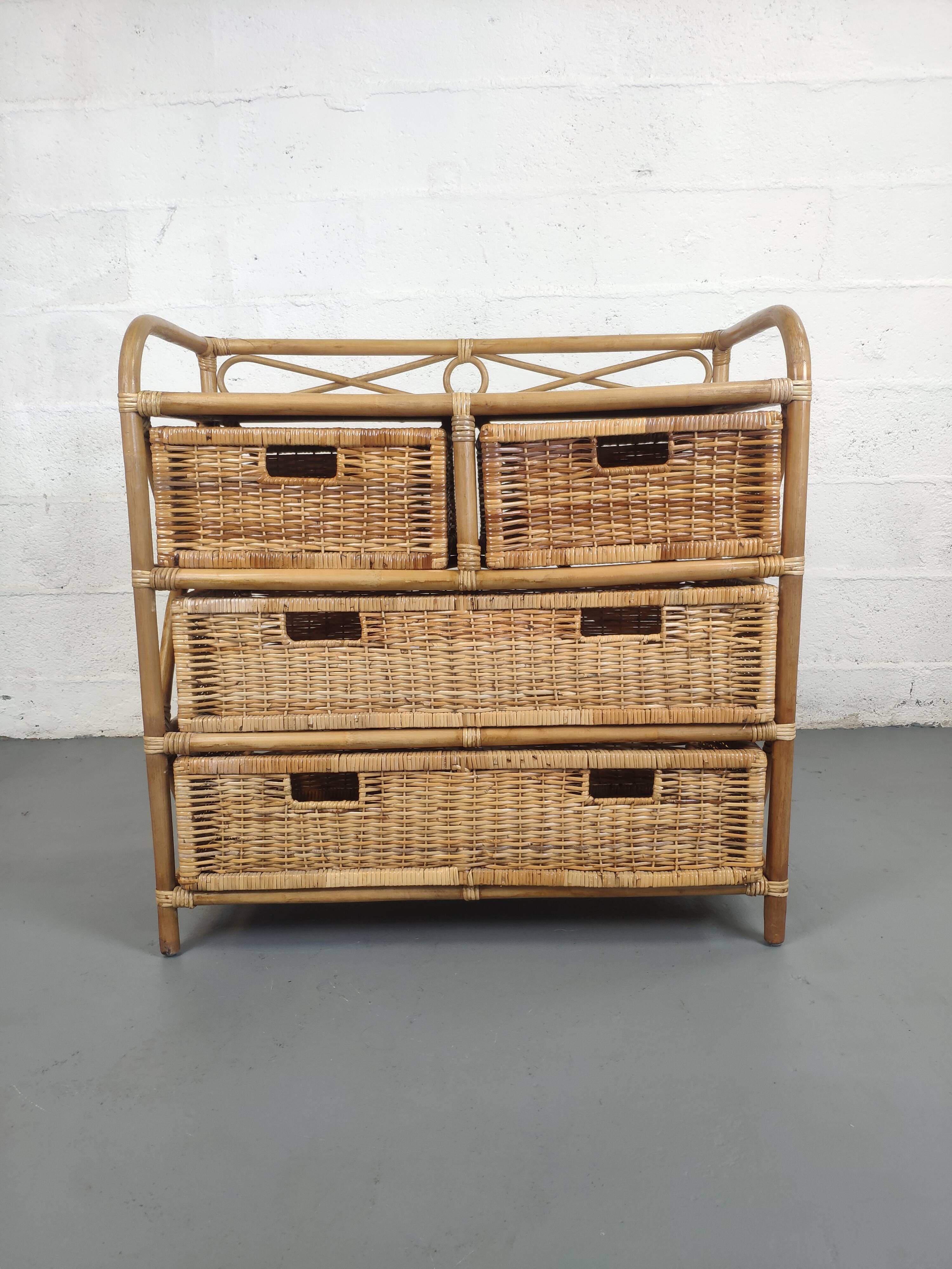 Rattan chest of drawers 4 drawers