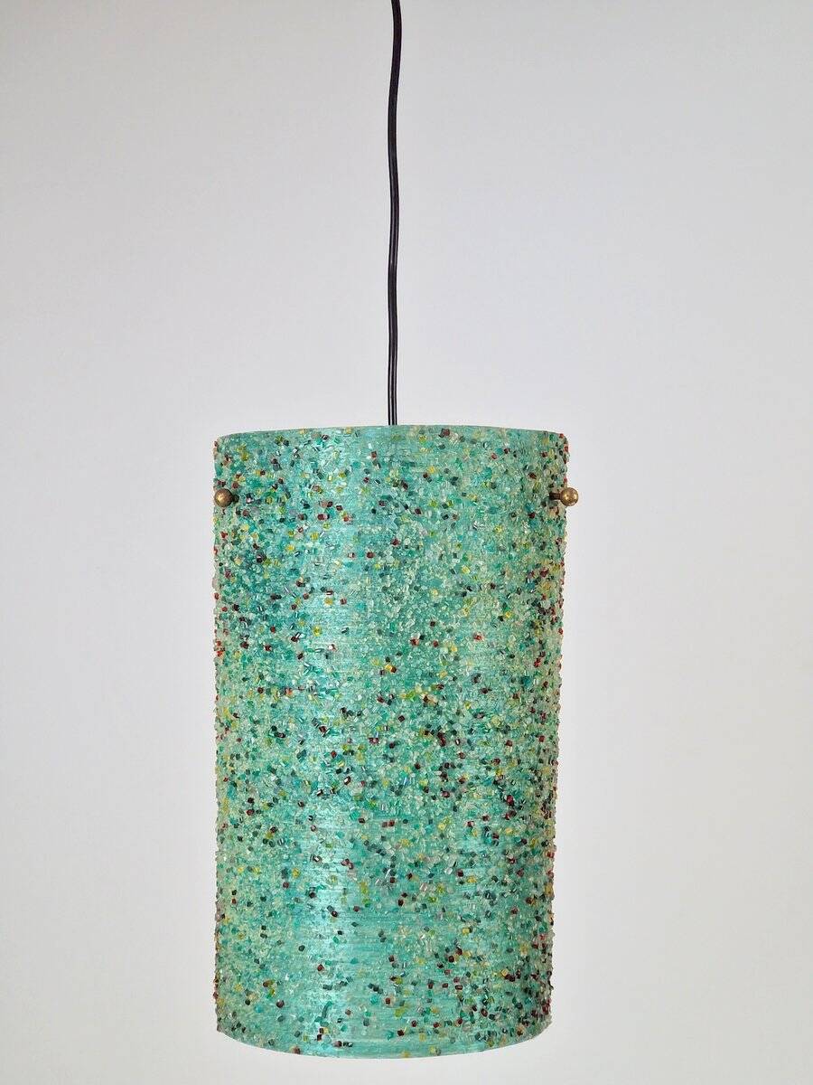 Green Polyester Sugar Tube Pendant Lamp by John and Sylvia Reid for Rotaflex, 1960s