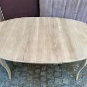 Louis XV oval extendable dining table stripped in solid oak 260cm 1970