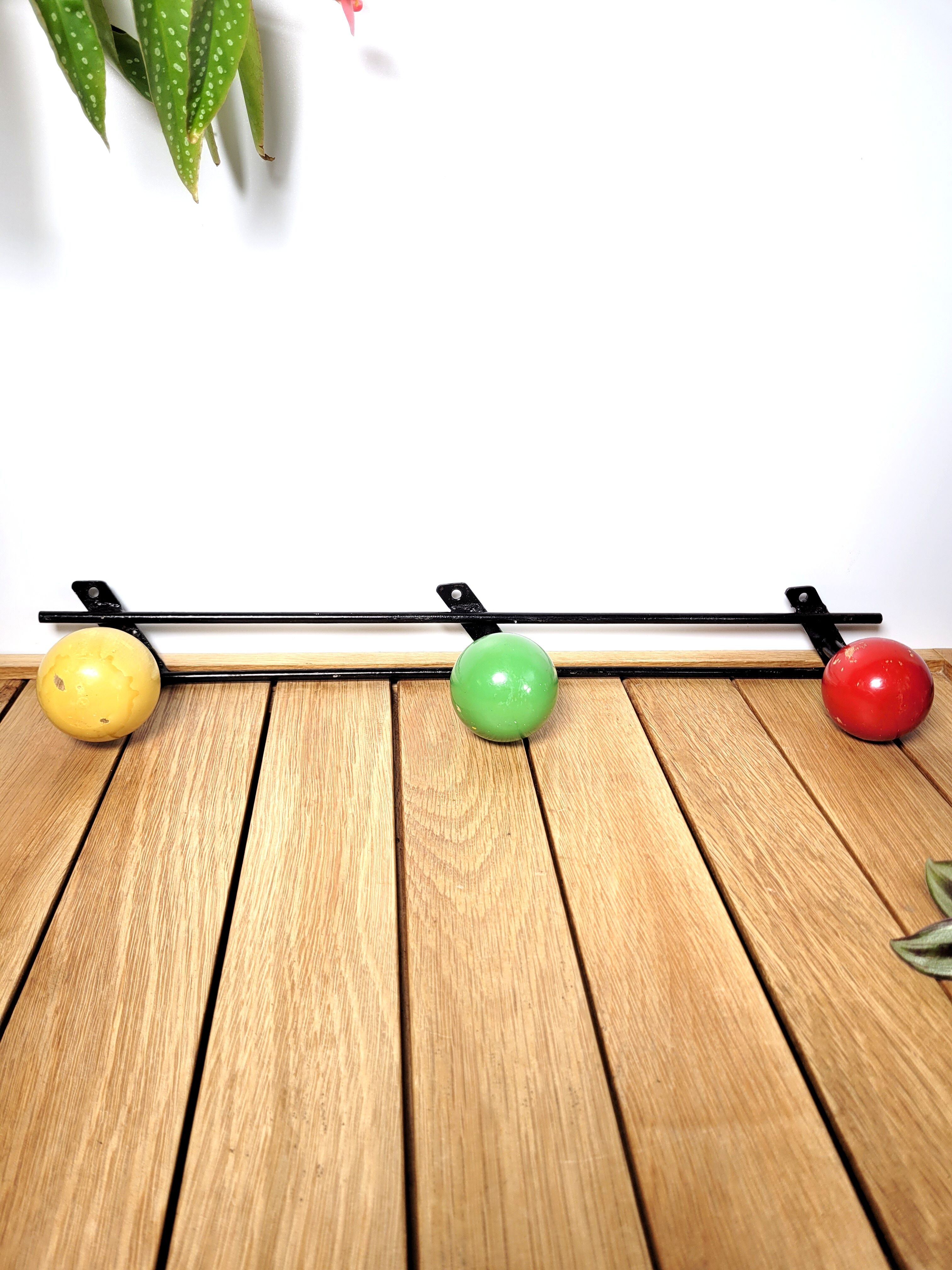 Wall coat rack 3 vintage balls