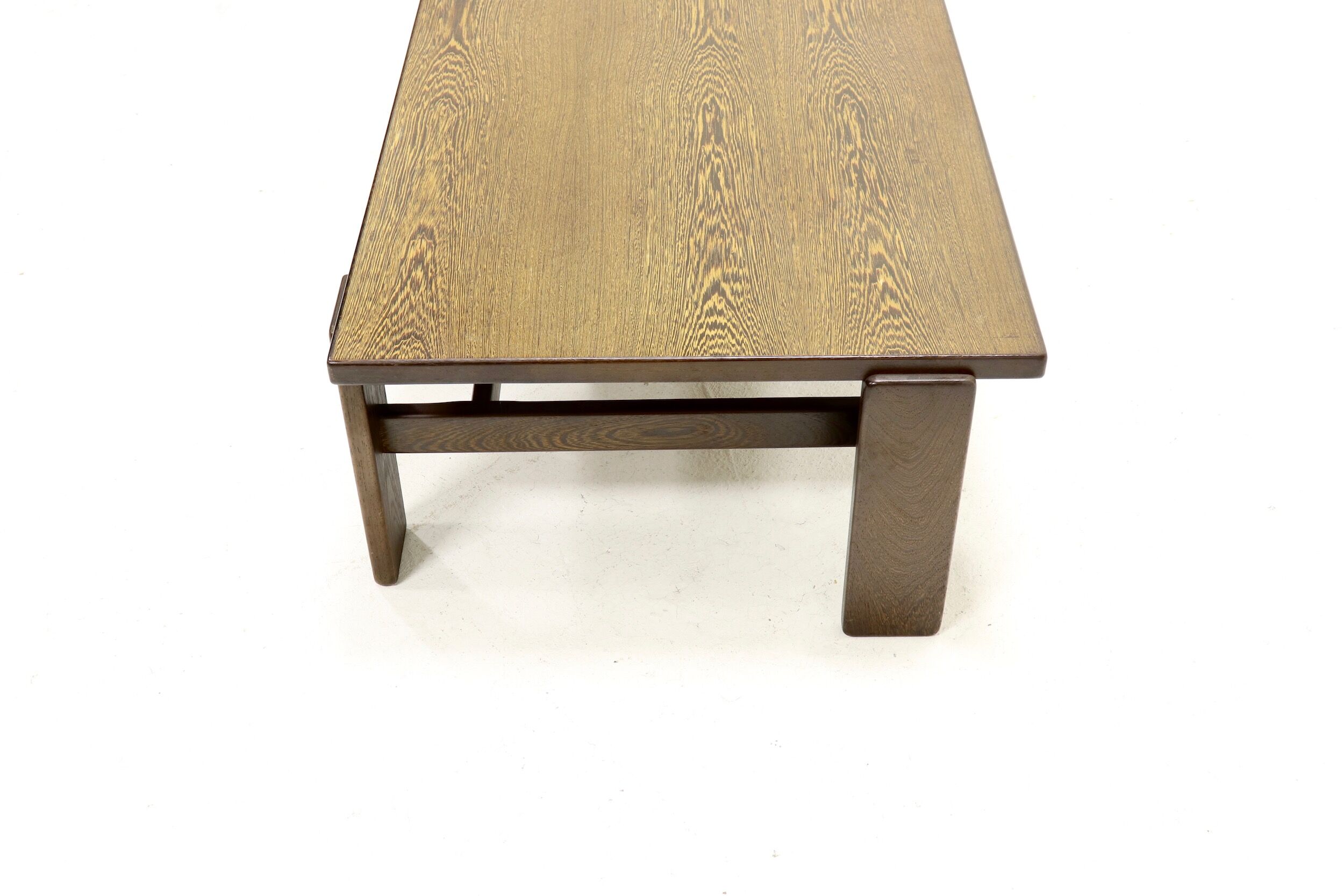 Asymmetrical solid Wenge wooden coffee table 1960s