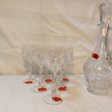 Set of 6 wine glasses and carafe in Lorraine Crystal - Gérard Model