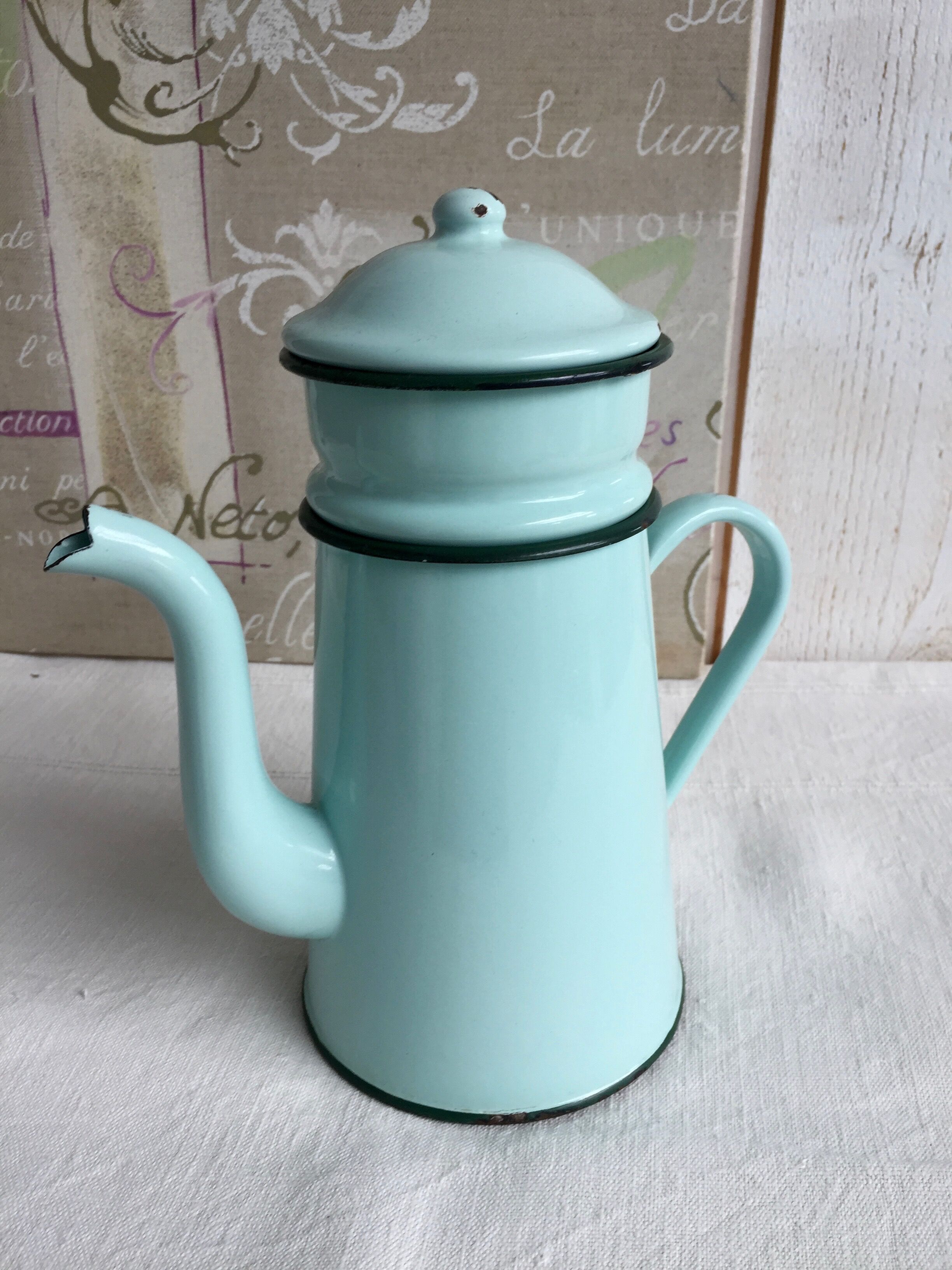 Mint enamelled coffee maker