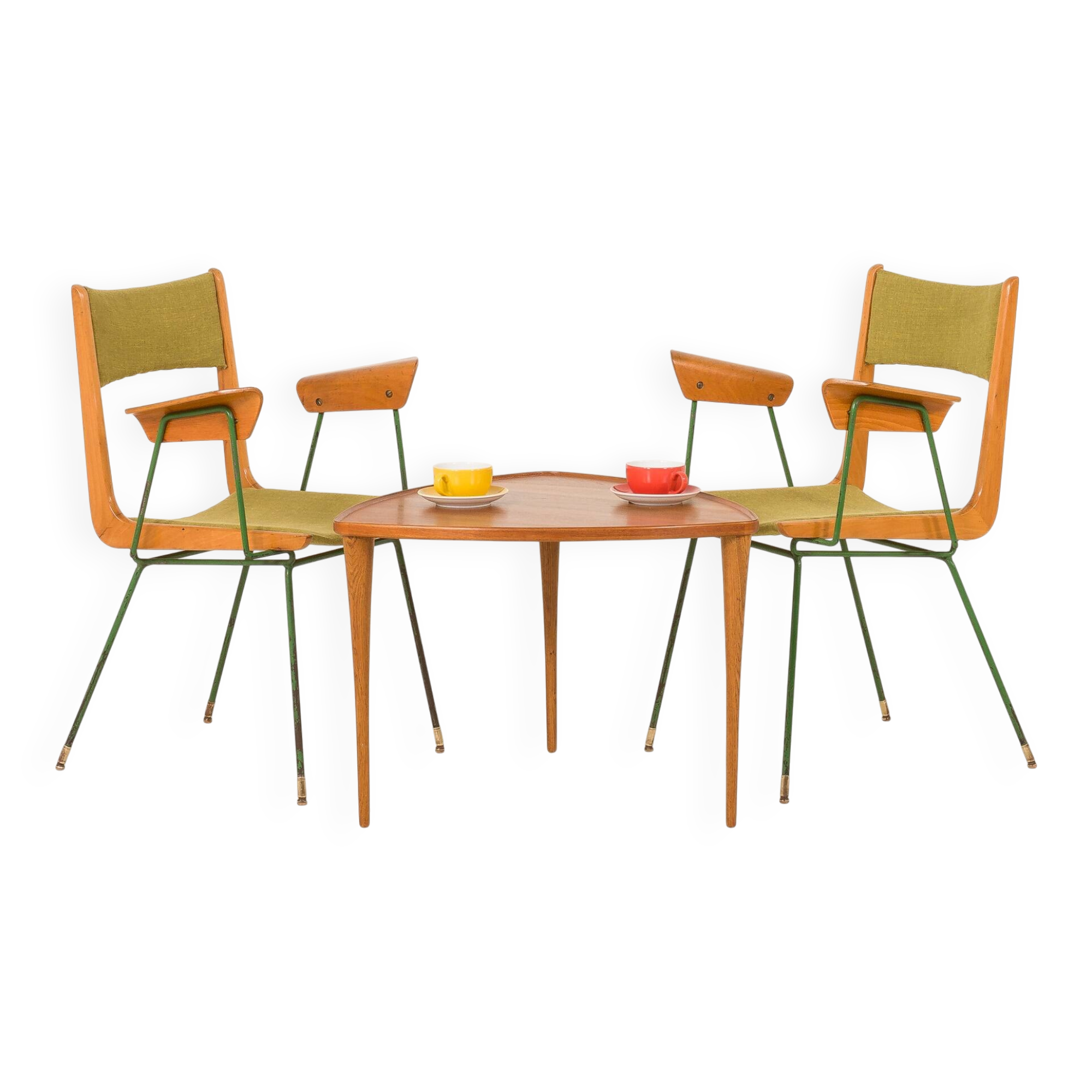 Boomerang chair attr. to Carlo De Carli, set of 2, Italy 1950s