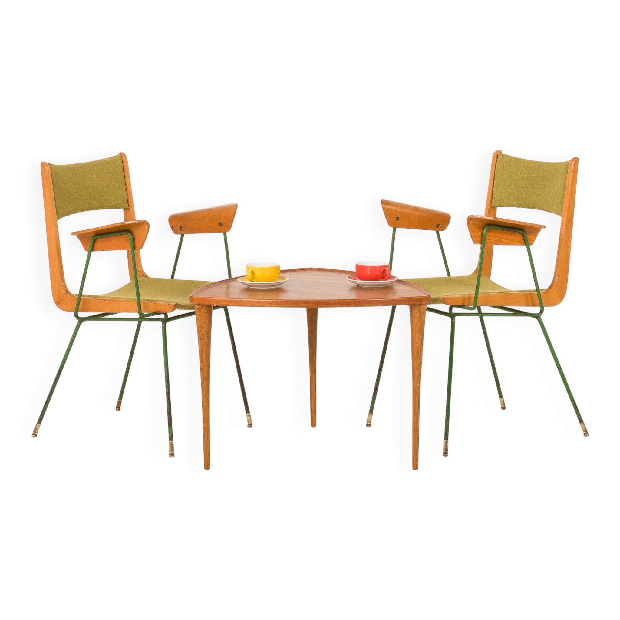 Boomerang chair attr. to Carlo De Carli, set of 2, Italy 1950s