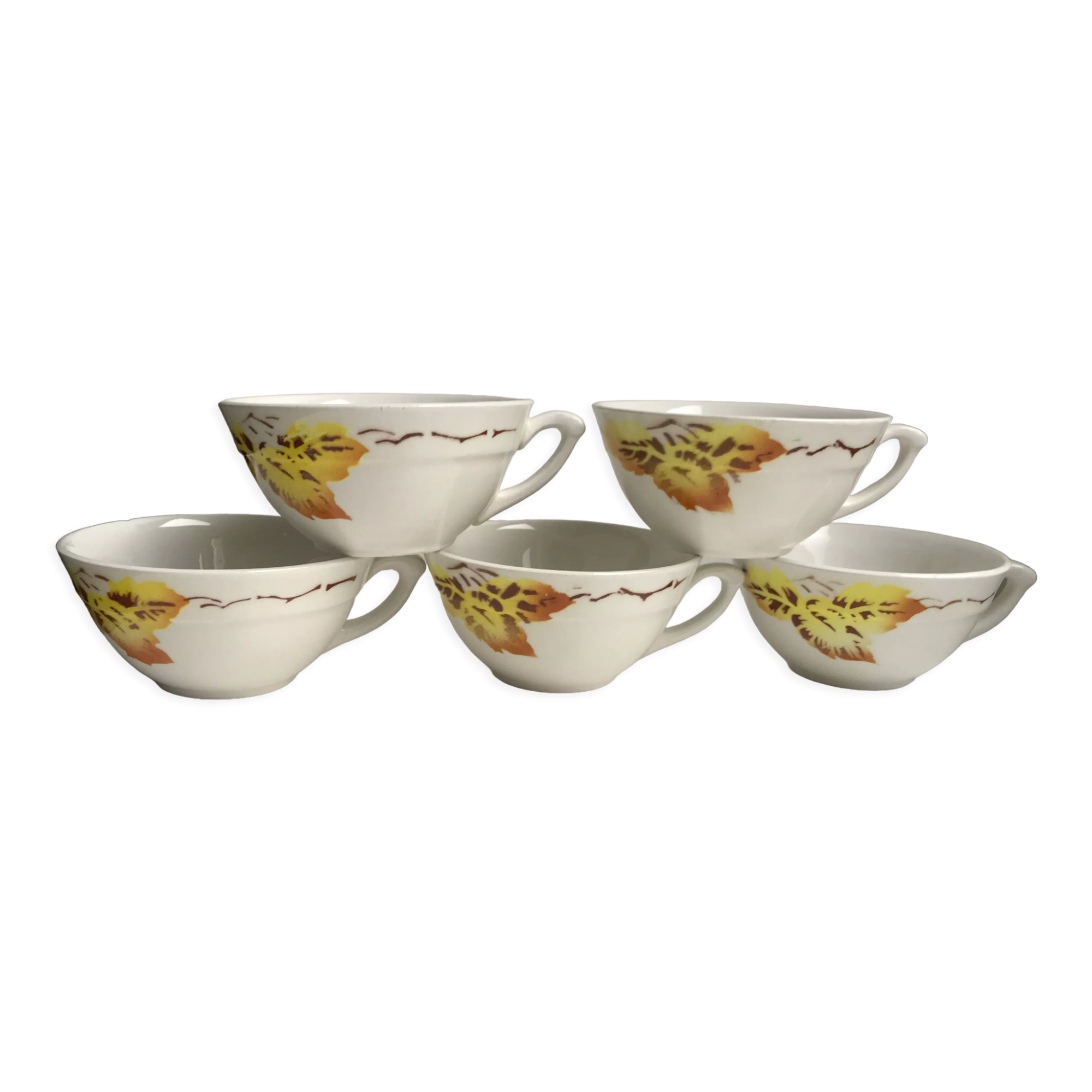 set of 5 coffee cups Badonviller 30-40s