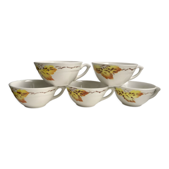 set of 5 coffee cups Badonviller 30-40s