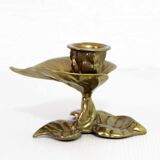 Brass leaf candle holder