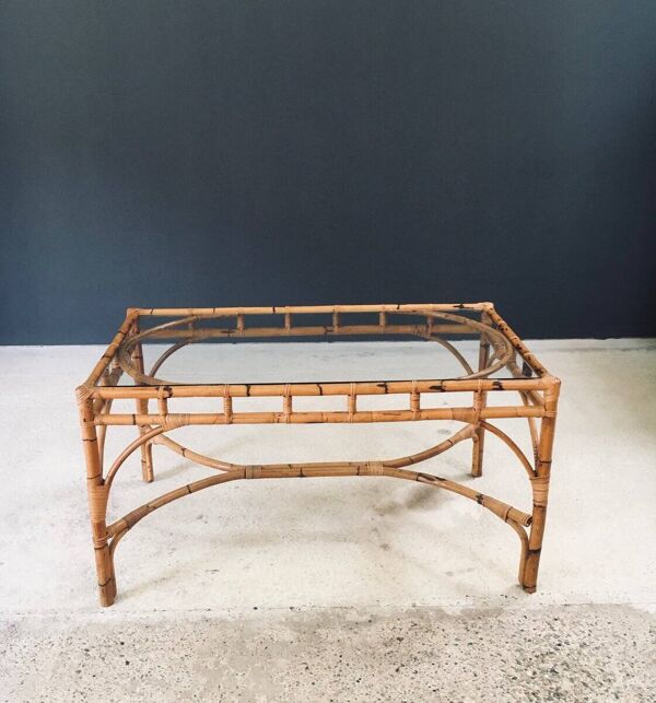 Mid-Century Chippendale Bamboo Dining Table, Italy, 1960s