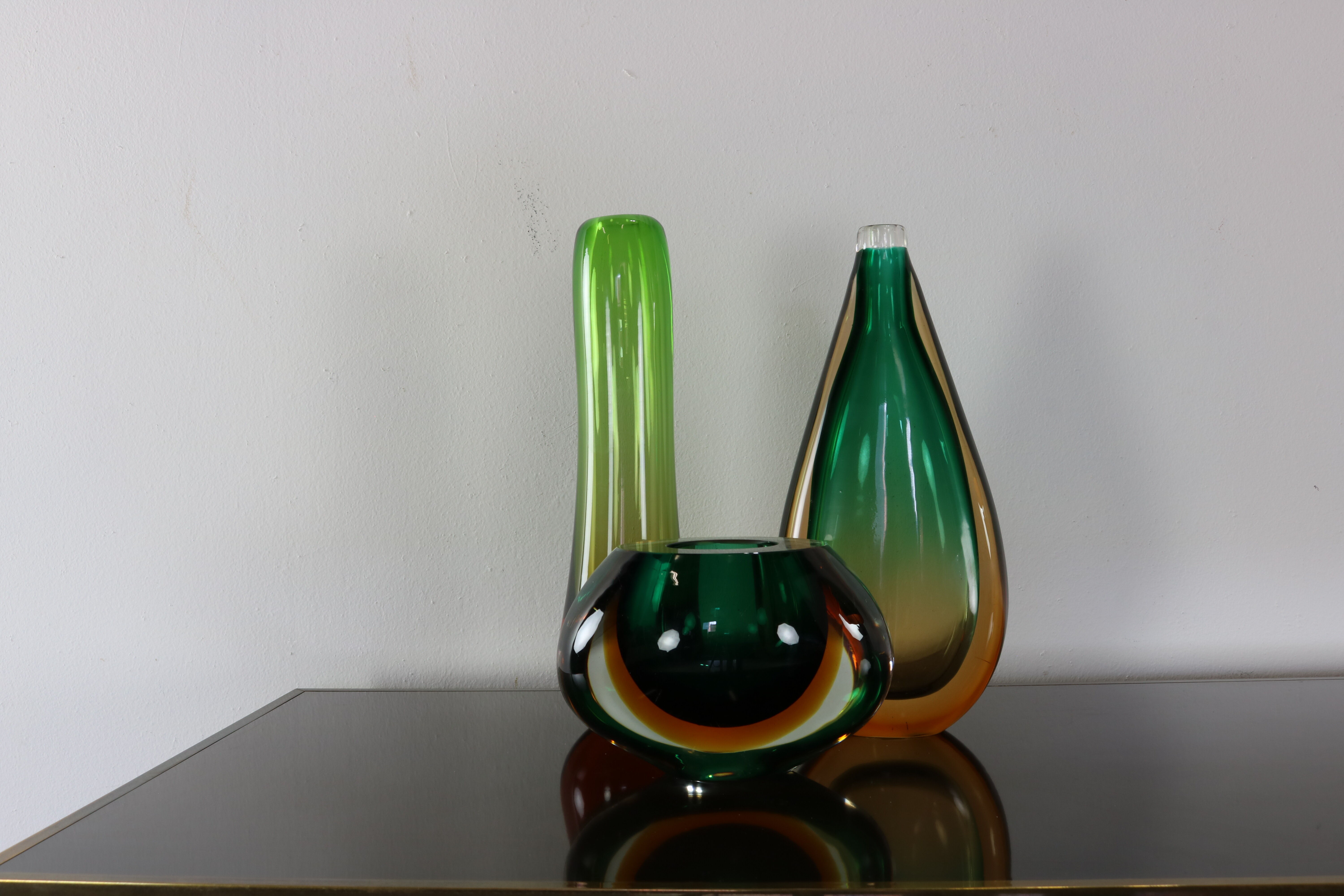 Ensemble de trois vases de Nils Landberg pour Orrefors Suède