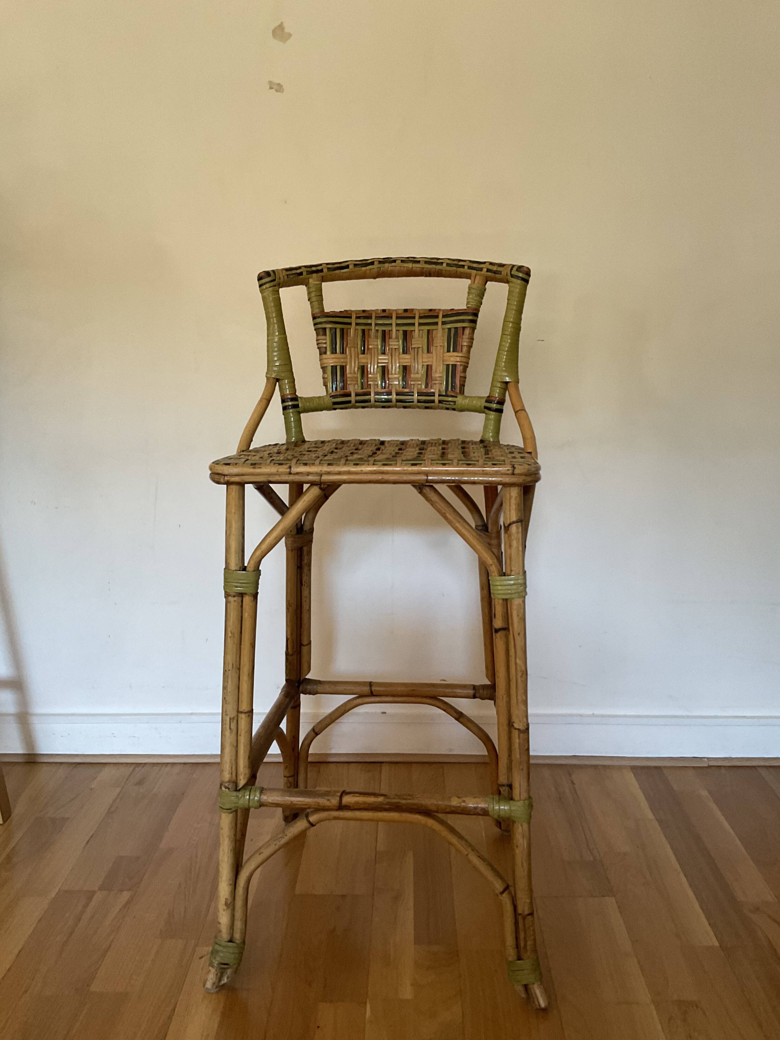 Rattan and bamboo stool