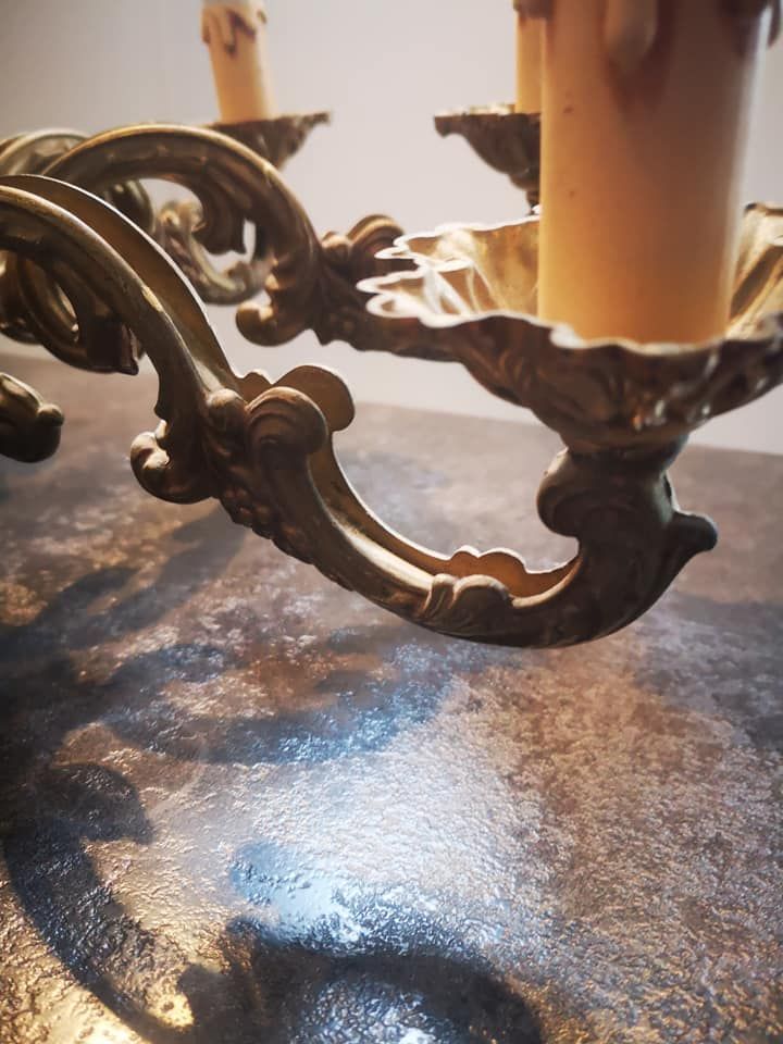 Old chandelier 8 fires / 8 branches gilded bronze Louis XVI TBE