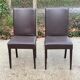 2 Italian Vega chairs in brown leather with high back