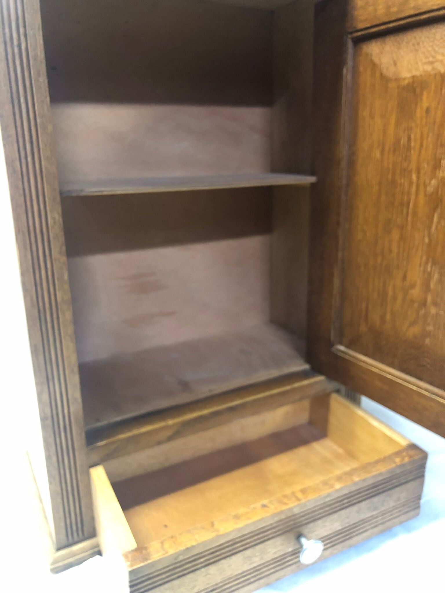 Vintage oak pharmacy shelf