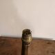 Ancien Pied Lampe Balustre Cuir Marron Gainé Dorure au Fer Année 50 70