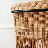 Bar and its 2 rattan stools, 1950