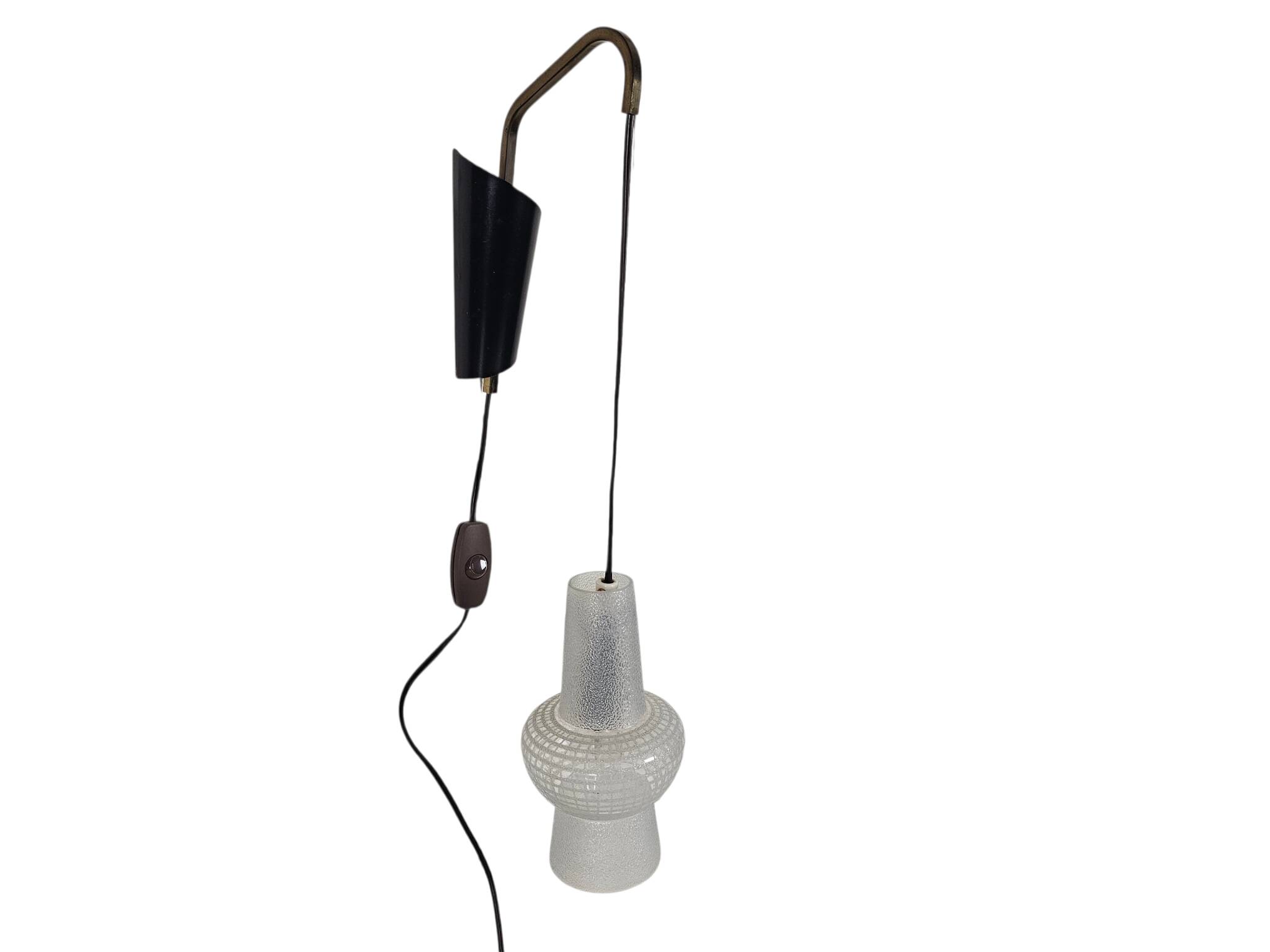 Suspension design néerlandais - Philips - modèle NX 14 - verre satiné - années 50 - Louis Kalff