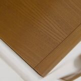 Minimalist Modernist dining set 4 wire chairs with maple wood and matching dining table,1980s