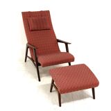 Scandinavian teak armchair & footrest, Sweden, 1960