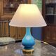 Lampe Napoléon III fin XIXème en opaline bleu