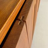 Antique modular shelf in solid French elm from the 60s, vintage