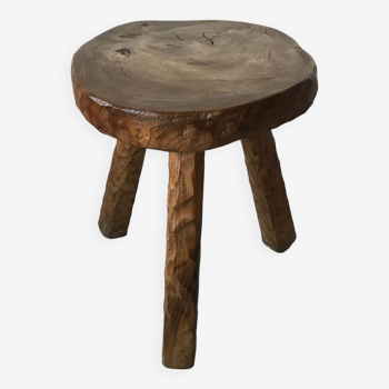 Brutalist tripod stool in the style of Jean Touret.