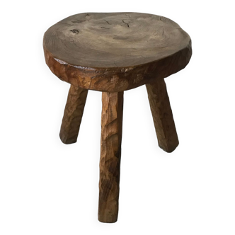 Brutalist tripod stool in the style of Jean Touret.