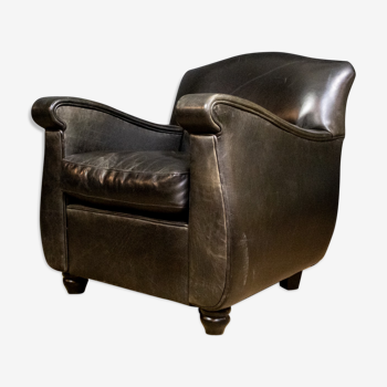 Fauteuil club Joris en cuir noir d’origine