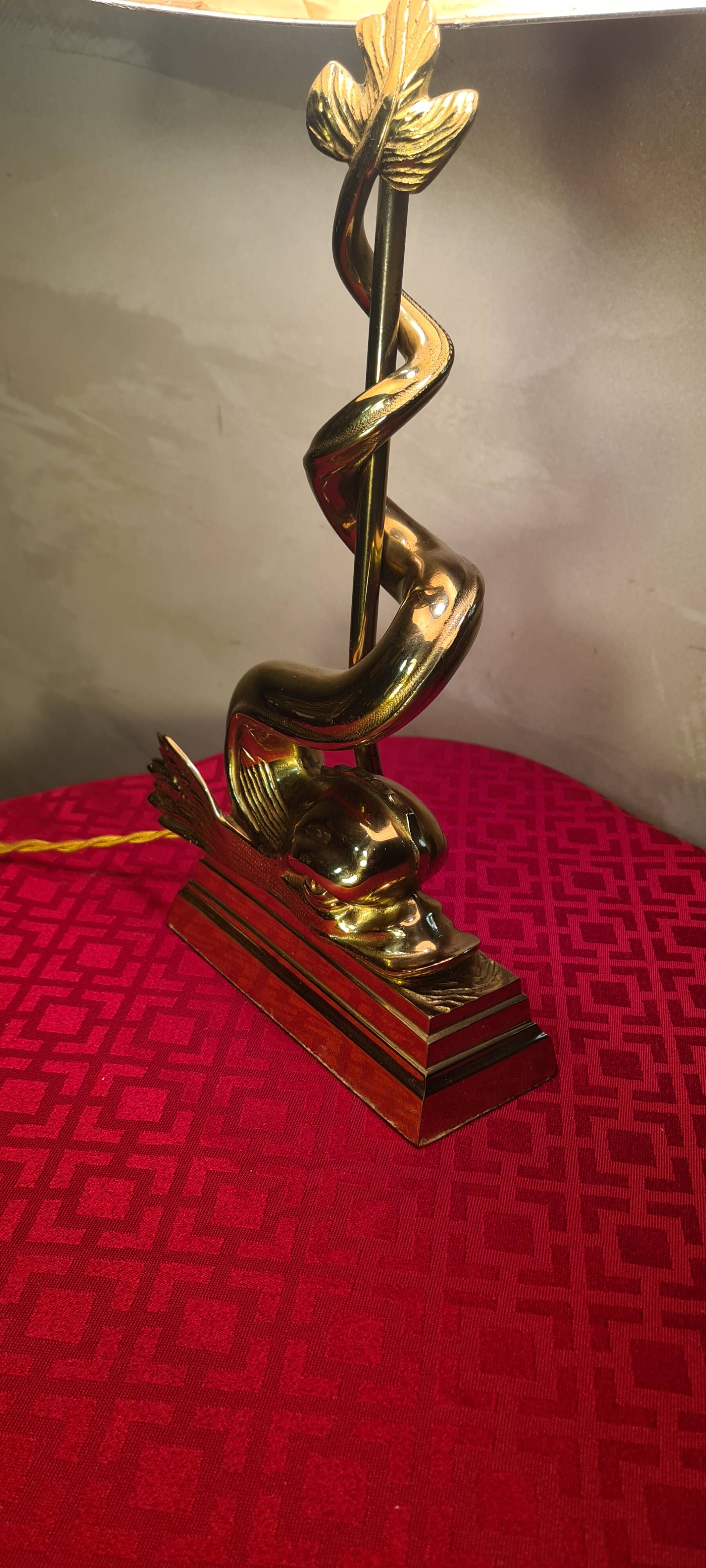 lampe bronze dauphin poseidon angleterre 1910 circa tres bon etat h57x34